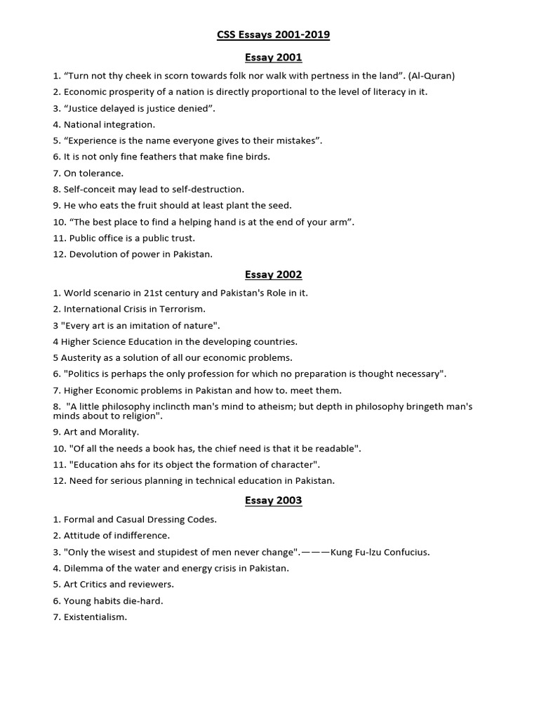 Css Essays Topics