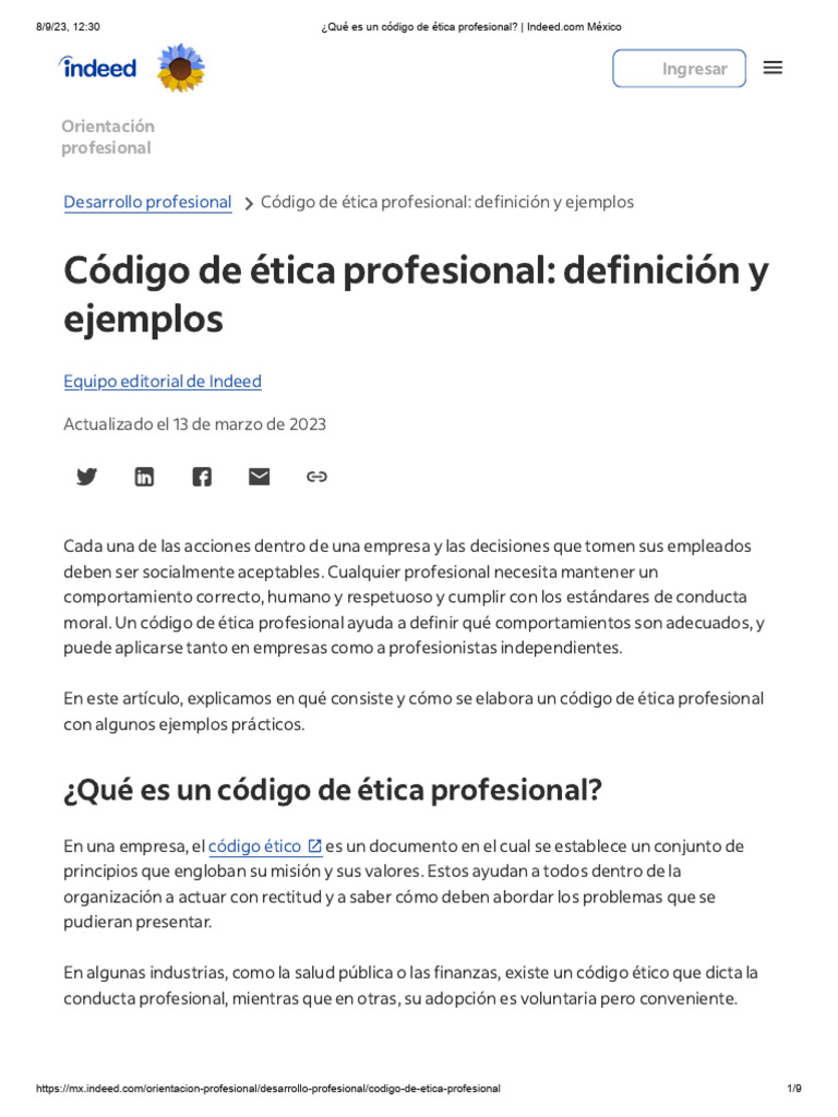 Código de Ética Profesional: Definición y Ejemplos | PDF ...