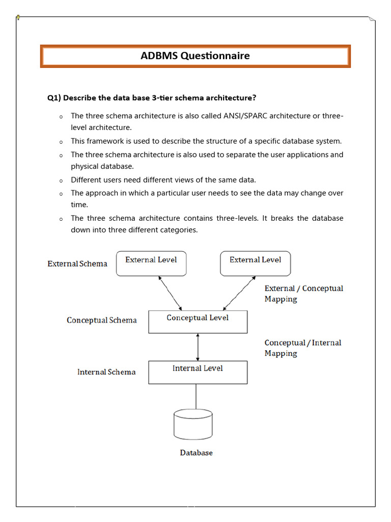 ADBMS Questionnaire | PDF | Databases | Encryption