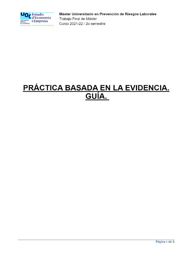 Práctica Basada en La Evidencia - Guía | PDF