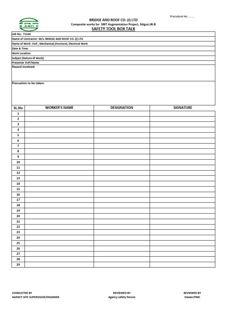 Daly Toolbox Checklist | PDF | Technology & Engineering