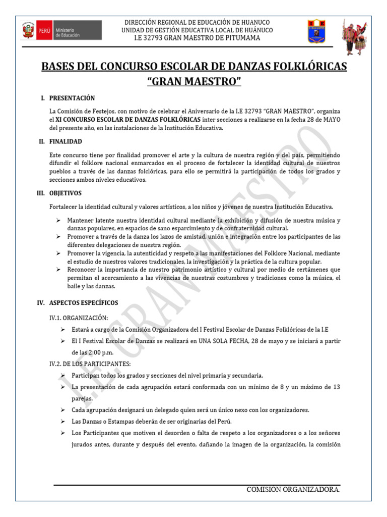Bases del Concurso de Danzas Folklóricas | PDF | Folklore | Bailes