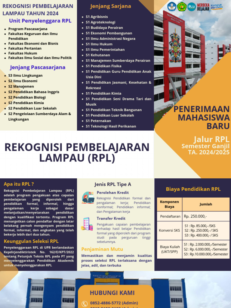 Biaya Kuliah dan RPL di UPR | PDF