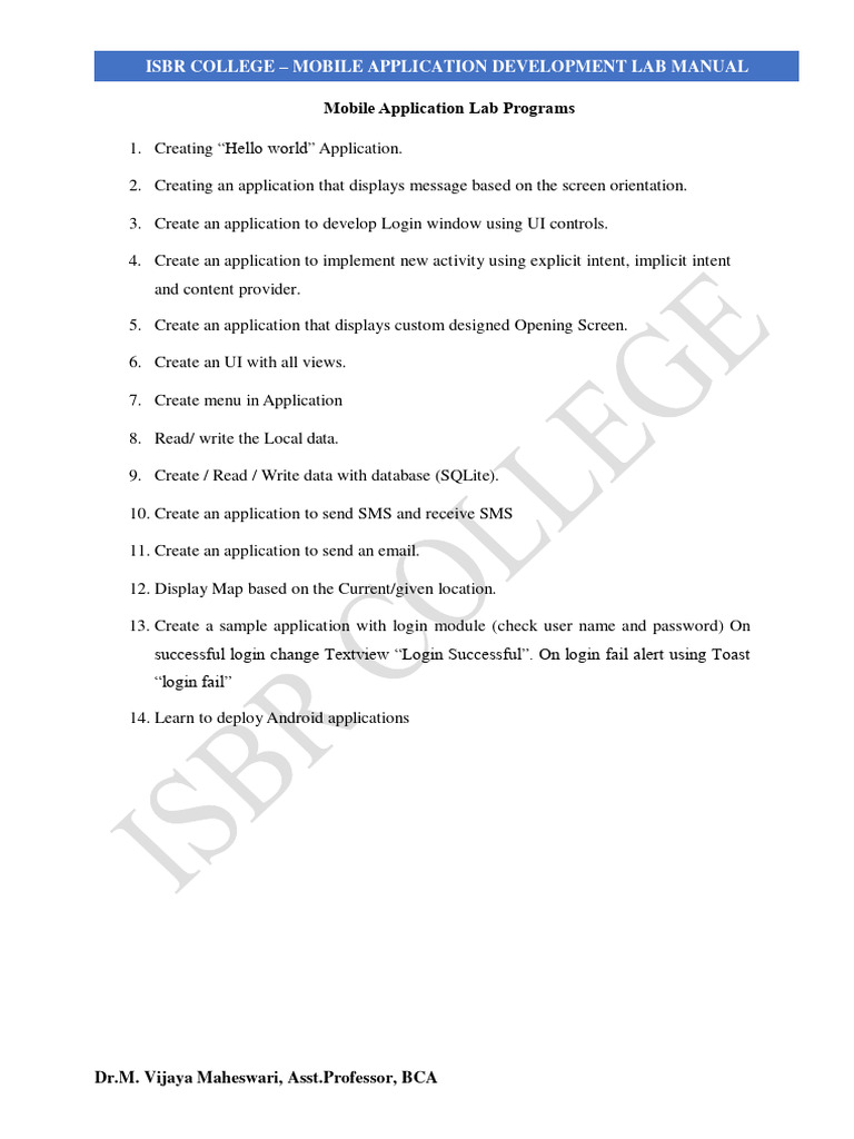 Mobile App Development Lab Manual | PDF | Android (Operating System ...