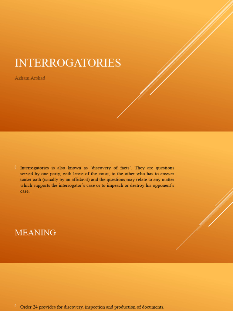 Lecture 5 (Interrogatories) | PDF | Interrogatories | Discovery (Law)