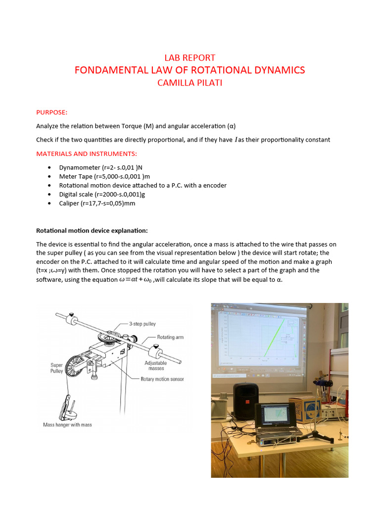 lab report torque camilla pilati | Download Free PDF | Rotation Around ...