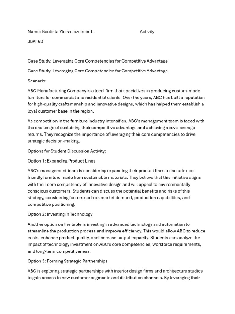 ABC Manufacturing's Strategic Growth Options | PDF | Strategic ...