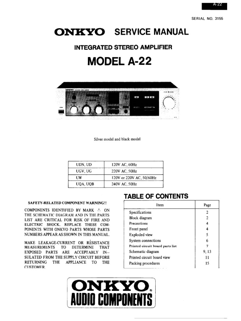 Onkyo A 22 Service Manual | PDF