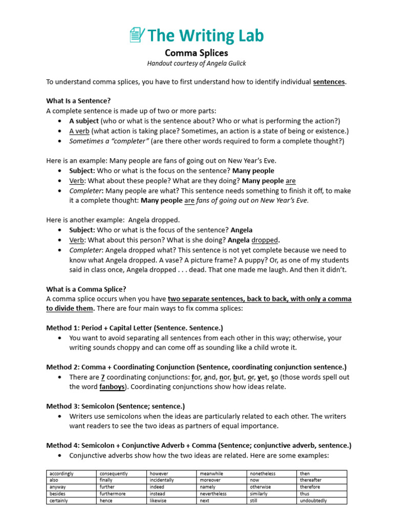 Comma Splices | PDF | Syntax | Languages