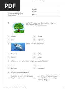 Animal Habitats Grade 3