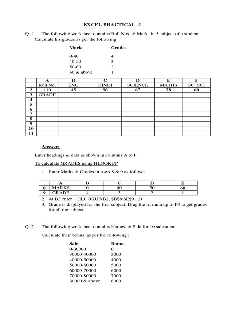 Excel Grade and Bonus Calculation Guide | PDF