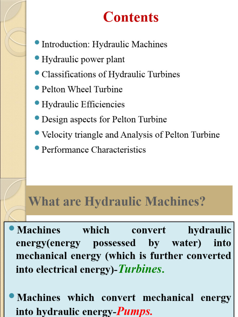 Hydraulic Turbines: Pelton Wheel Overview | PDF | Turbine ...