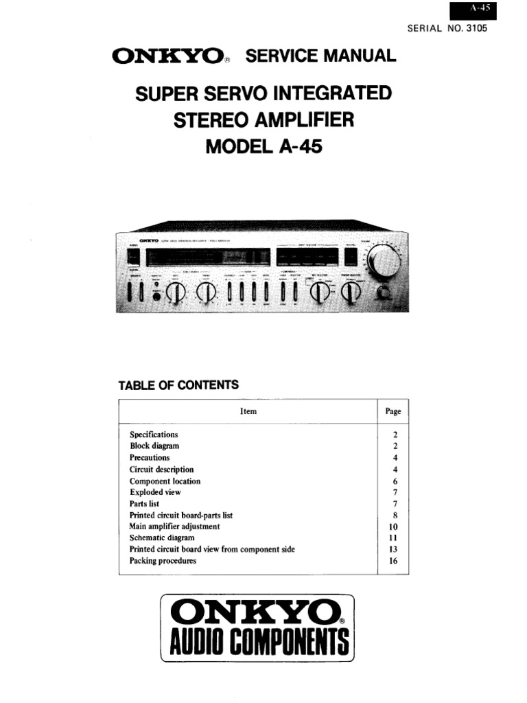 Onkyo A 45 Service Manual | PDF