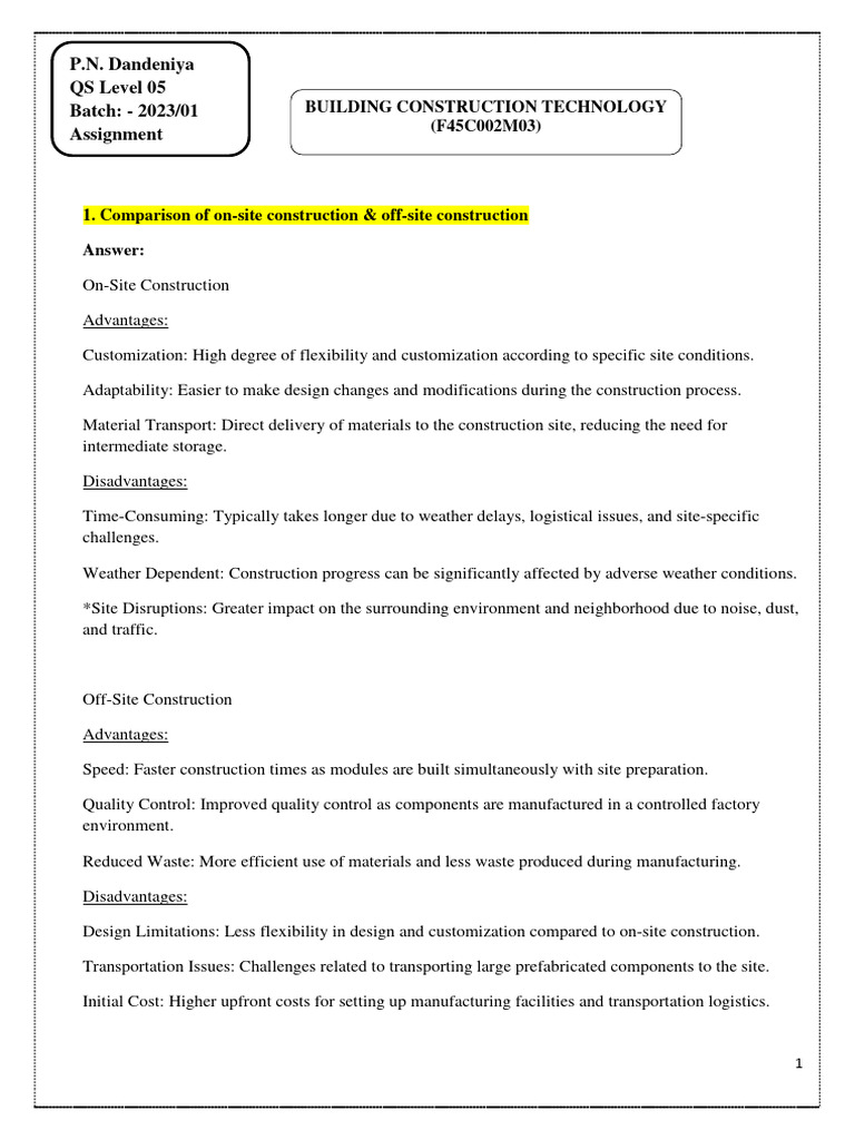 Construction Technology Pdf Wall Concrete