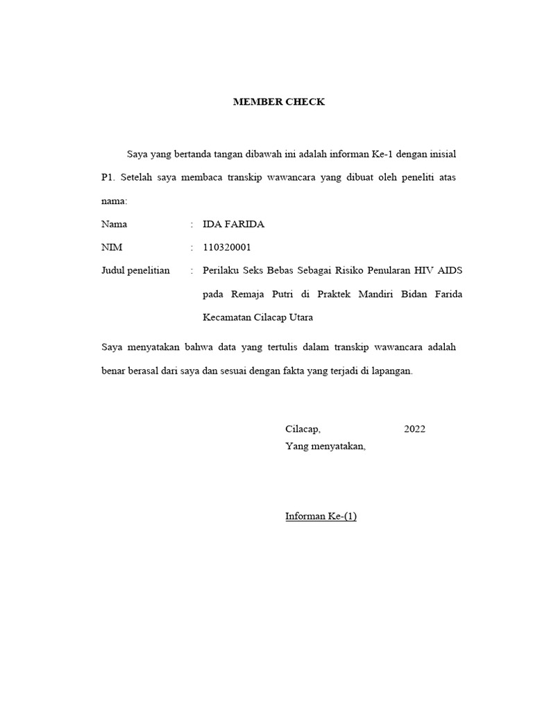 Member Check dalam Penelitian Kualitatif | PDF