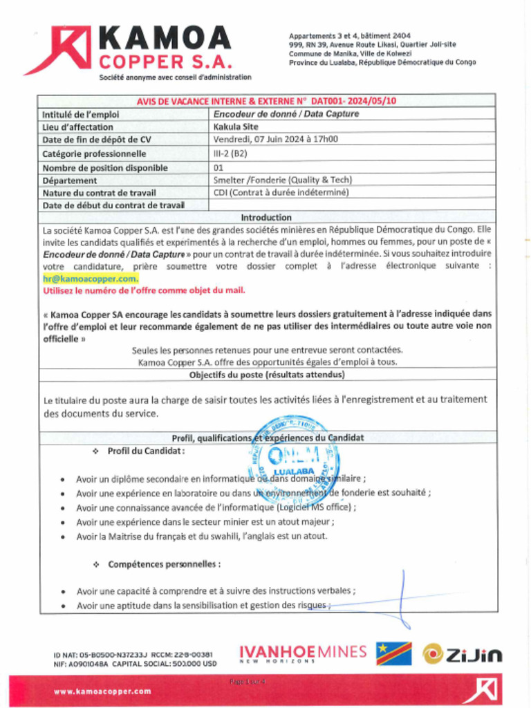 Advert N DAT001-2024!05!10 Data Capture | PDF