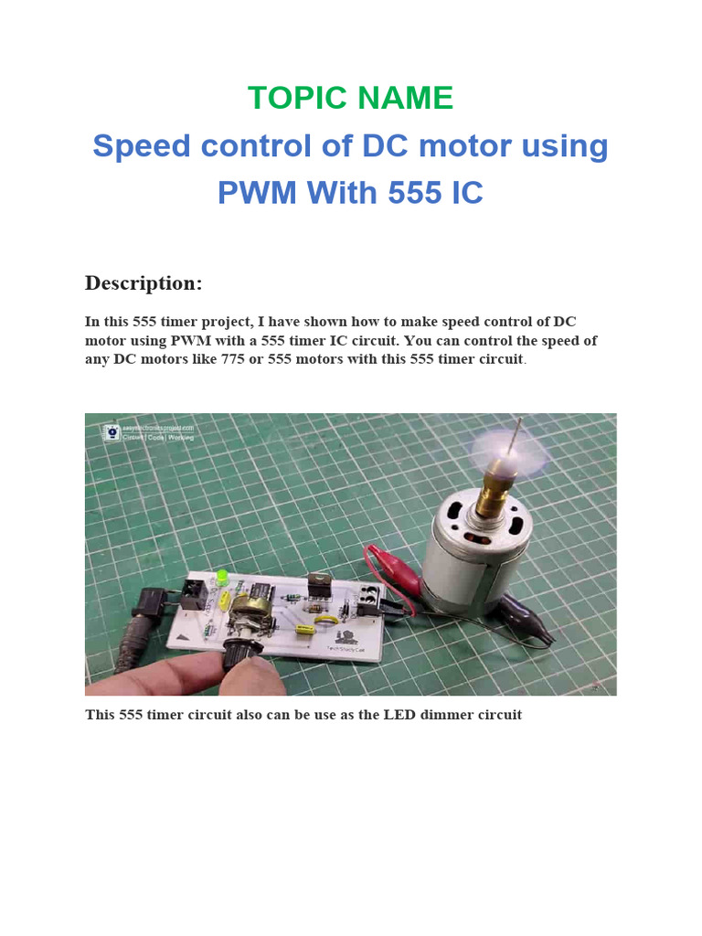 PWM DC Motor Speed Control with 555 IC | PDF | Printed Circuit Board ...
