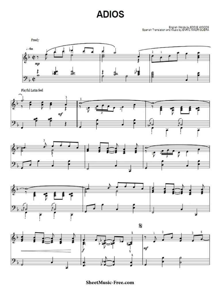 Adios Sheet Music Astor Piazzolla Sheetmusic Free Com Pdf