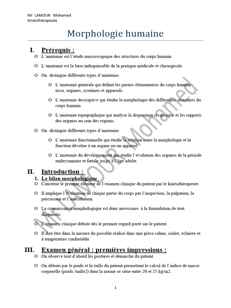 Morphologie Humaine | PDF | Thorax | Pied