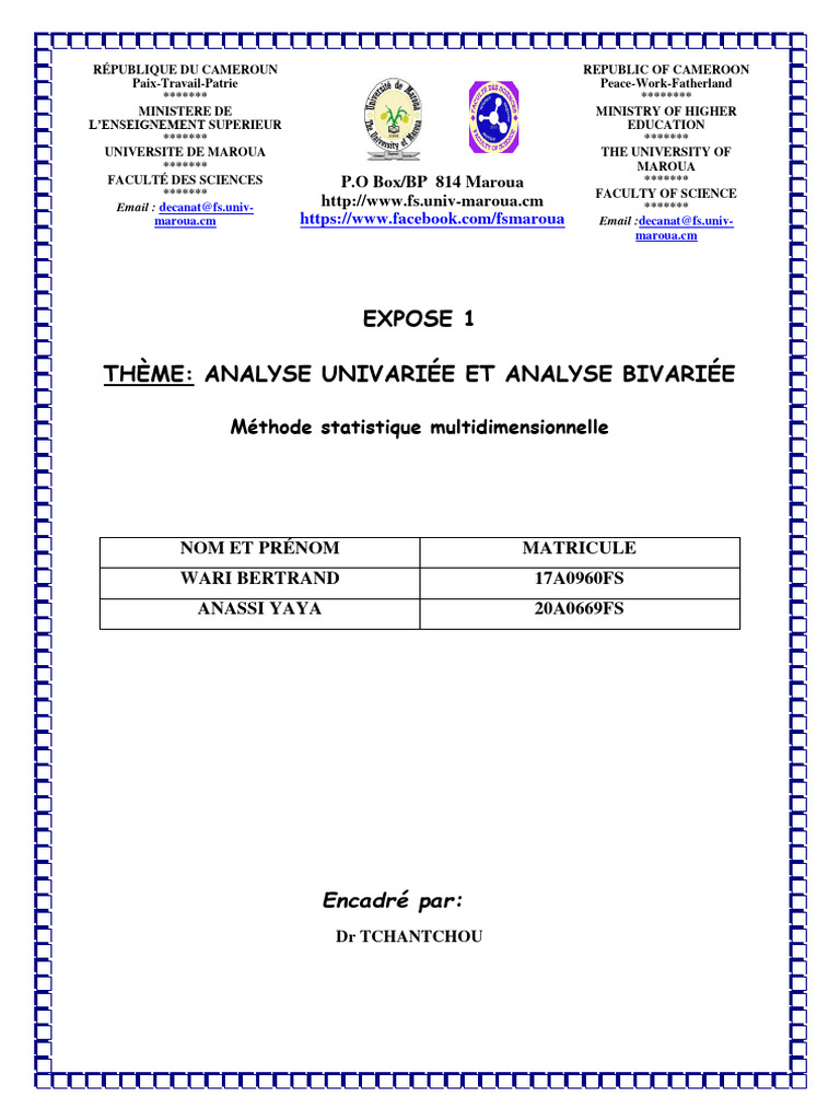 Analyse Univariée et Bivariée Statistique | PDF | Moyenne | Écart type