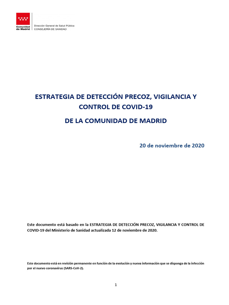 Estrategia Vigilancia y Control Covid CM | PDF | Hospital | Diagnostico ...