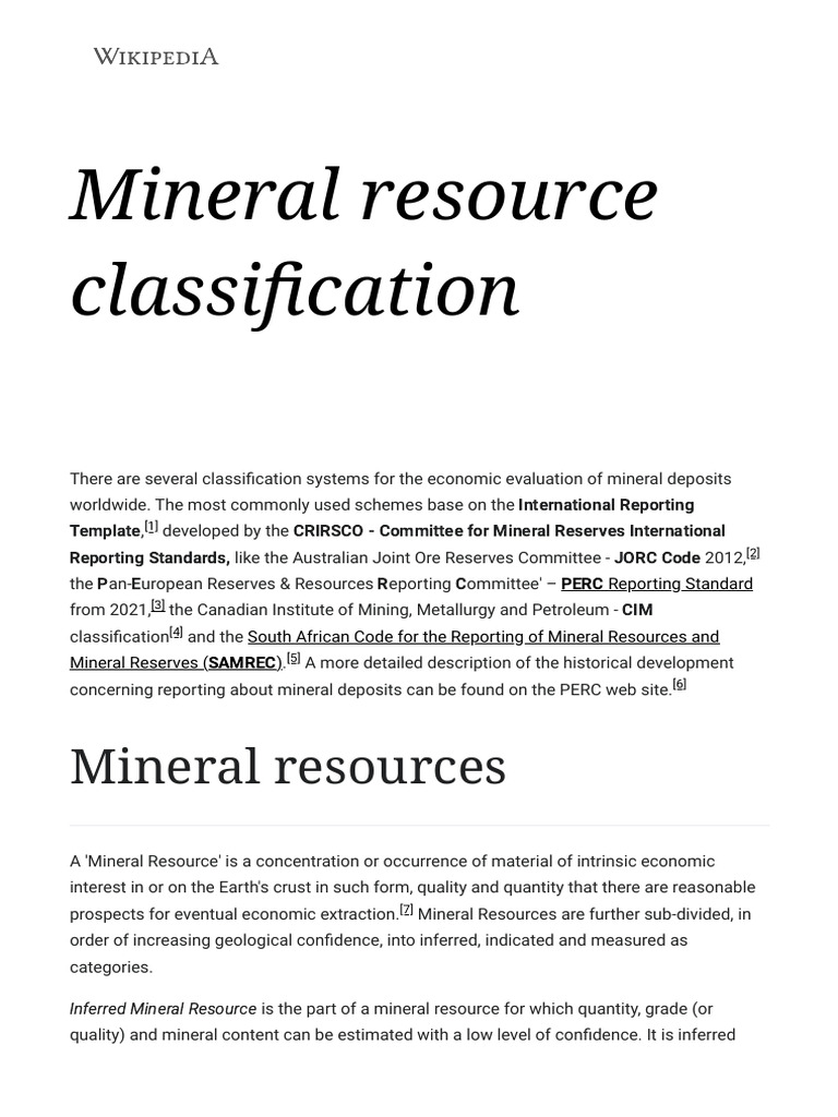 Mineral Resource Classification Overview | PDF | Minerals | Natural ...