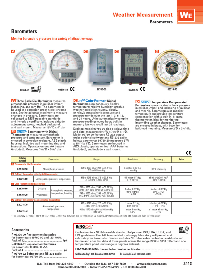 Barometers: Weather Measurement | PDF | Atmospheric Pressure | Meteorology