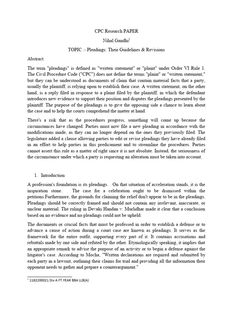CPC Guidelines for Pleadings and Revisions | PDF | Pleading | Lawsuit