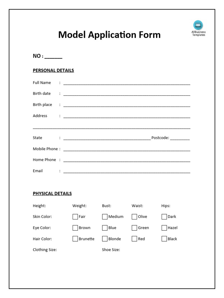 Model application pdf
