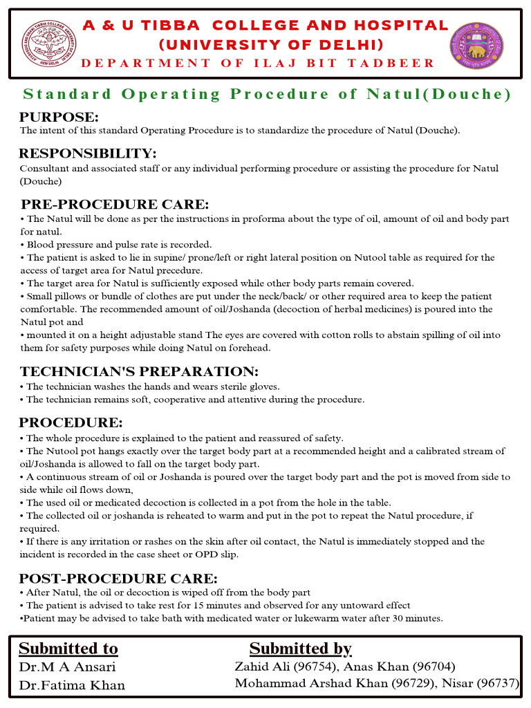 Standard Operating Procedure for Natul | PDF | Medicine | Clinical Medicine