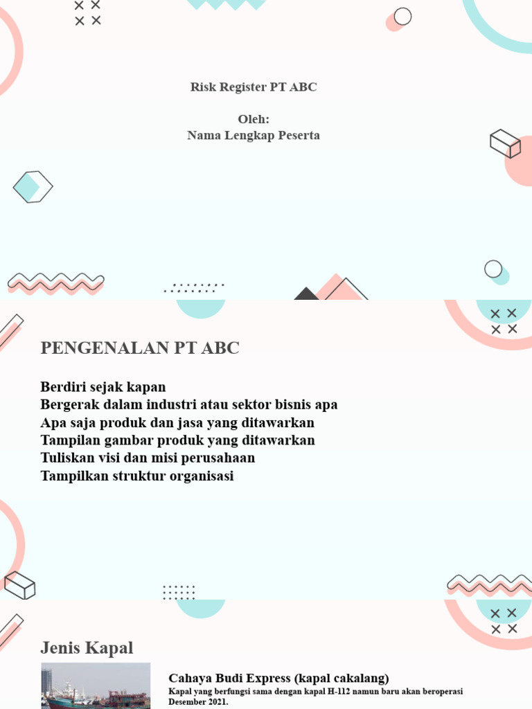 Contoh Risk Register Perusahaan Kapal | PDF