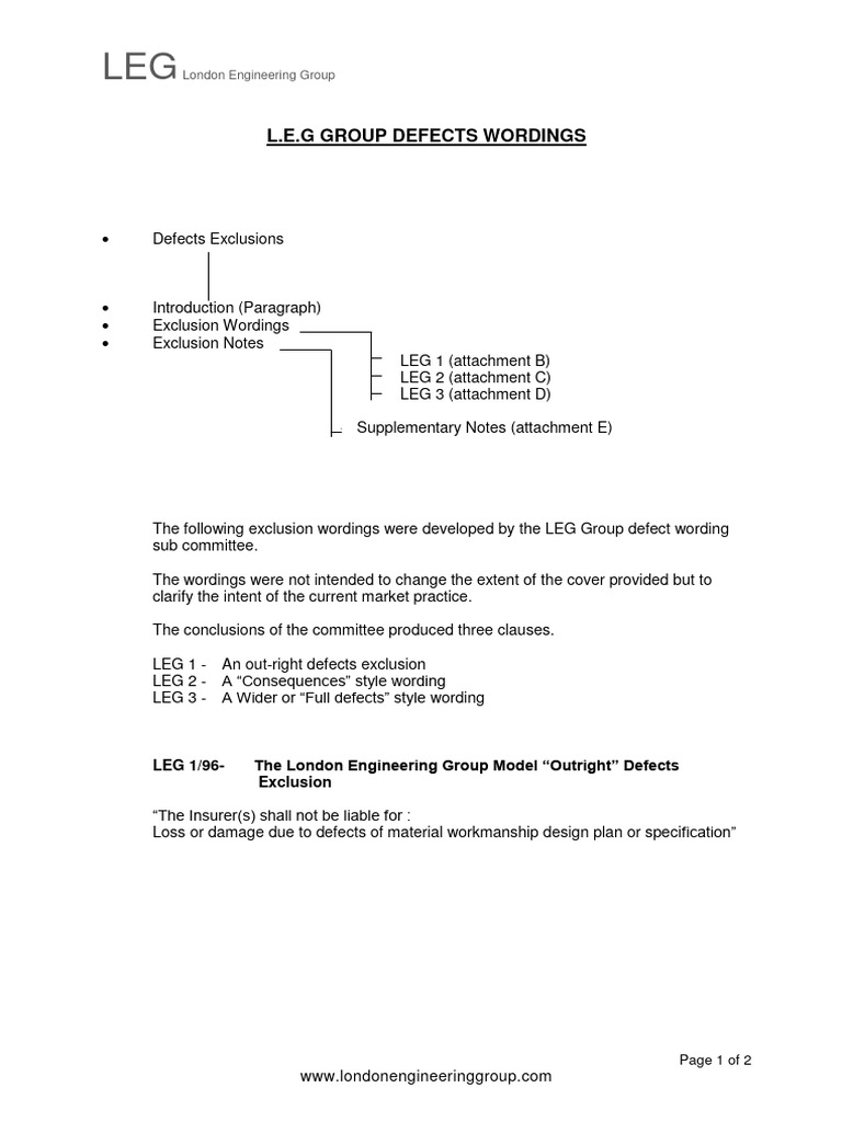 LEG Group Defects Exclusion Clauses | PDF | Insurance | Common Law