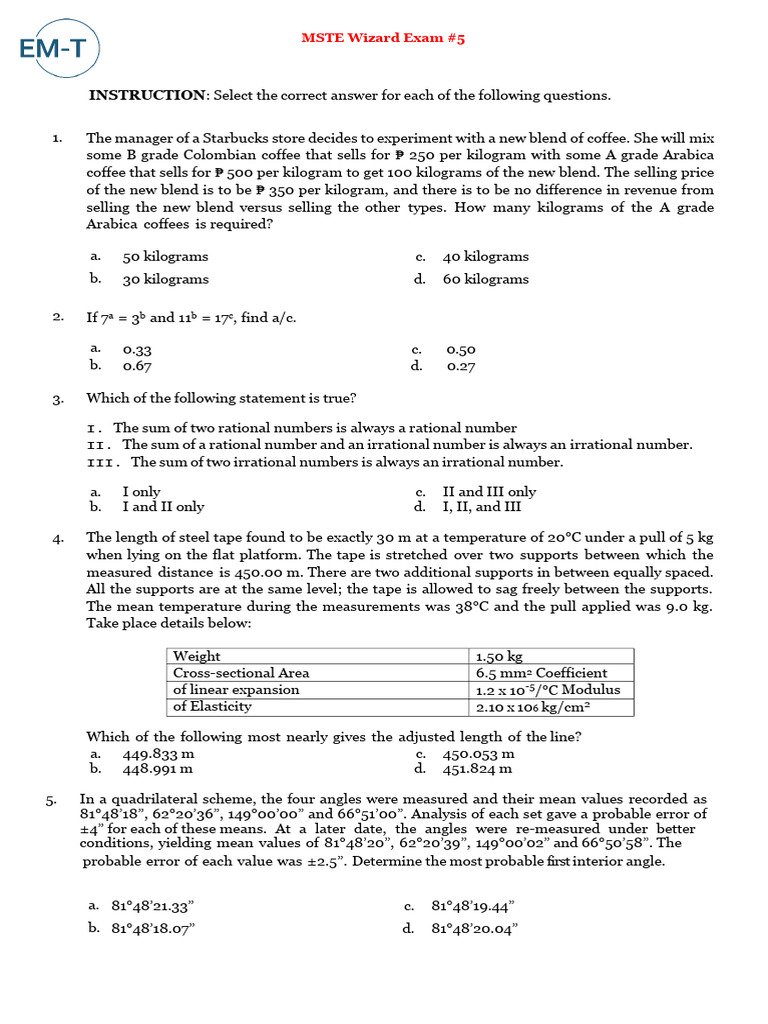 MSTE Wizard Exam #5 Questions and Answers | PDF | Traffic ...