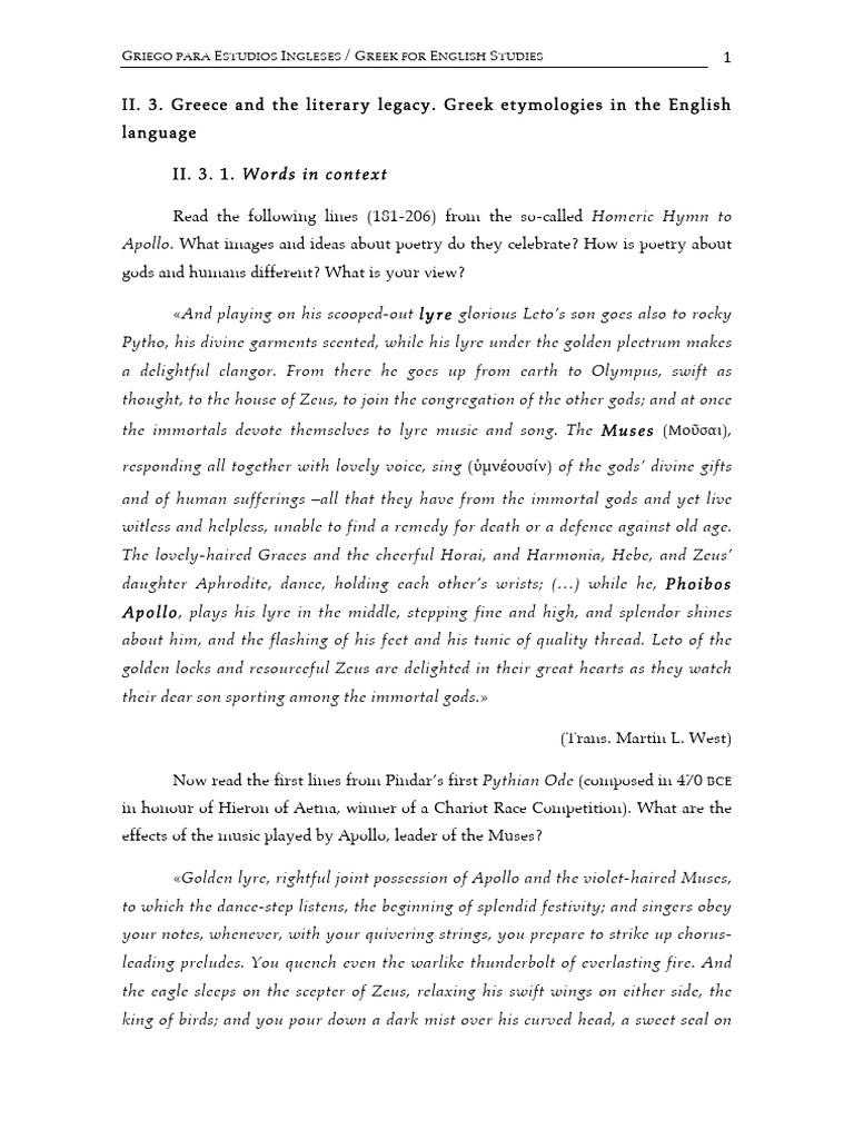 Literary Legacy Pdf Apollo Twelve Olympians