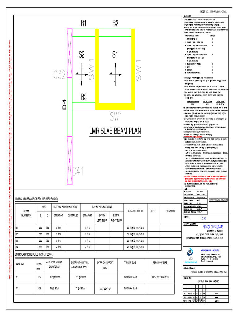 LMR Slab Beam Schedule and Details | PDF