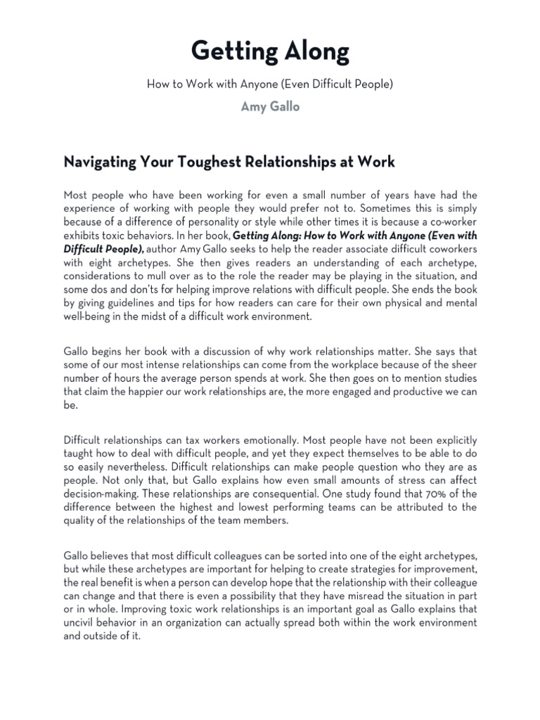 Getting Along - Book Summary | PDF