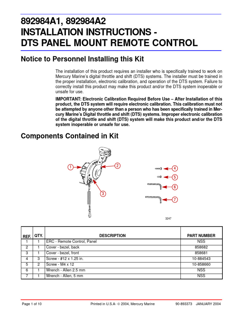 DTS Panel Mount Remote Control Guide | PDF | Throttle | Manufactured Goods