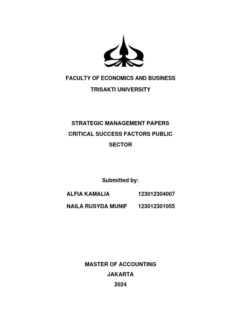 Paper critical success factor manajemen strategi sektor publik