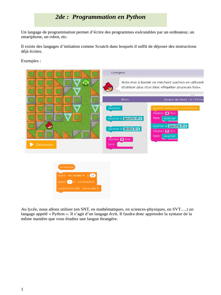 Introduction à la programmation Python | PDF | Langage de programmation ...