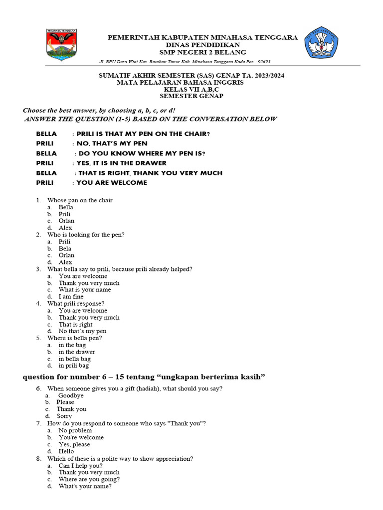 Asah Kemampuan Anak Sejak Dini: Download Soal Semester 2 Kelas 1 SD yang Menarik dan Edukatif