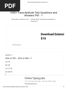 1000+ Fana Aptitude Test Questions and Answers PDF - 1