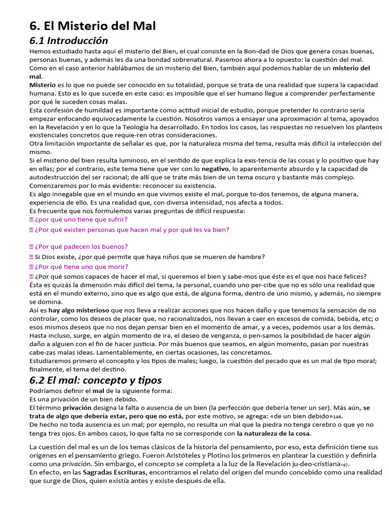 La Cuestión del Mal en Teología | PDF | Mal | Pecado