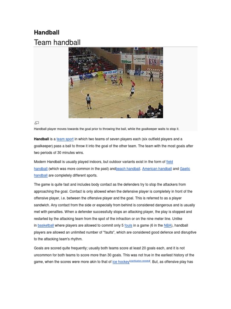 Handball PDF Team Sports Sports Rules And Regulations