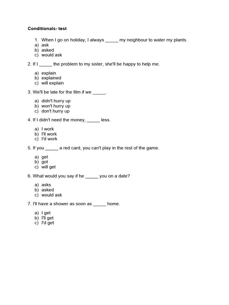 Conditionals Practice Quiz | PDF
