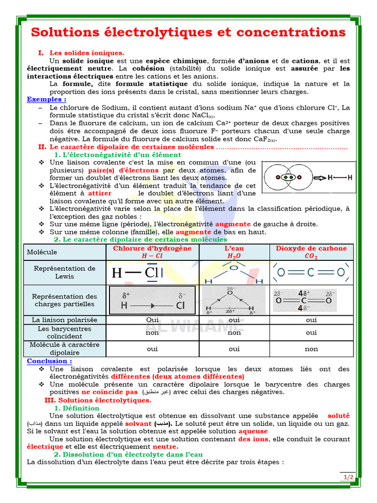 Solutions électrolytiques et solides ioniques | PDF | Ion | Solvatation