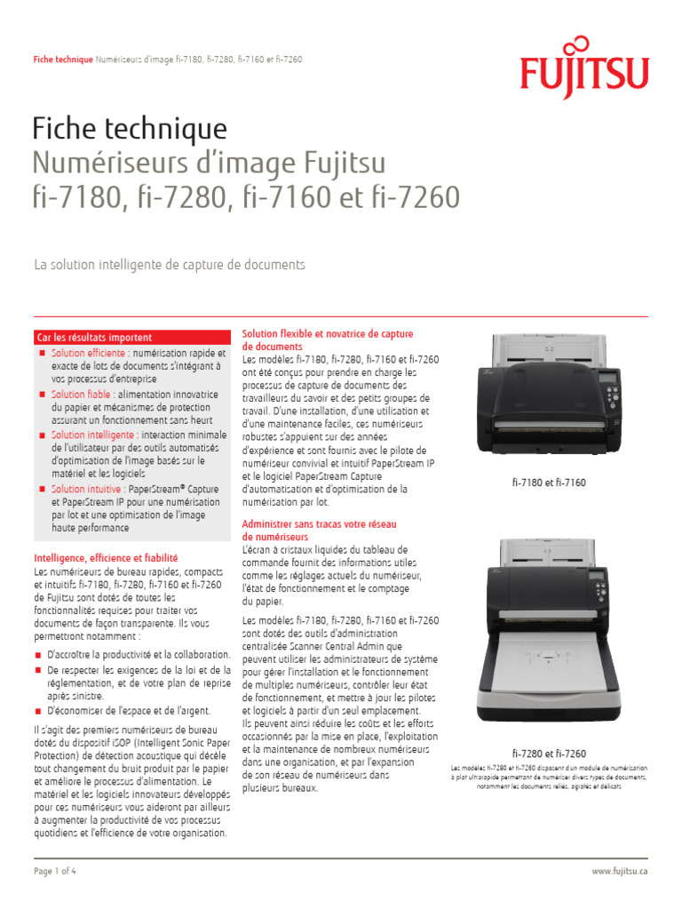 Fiche Technique Scanner FUJITSU FI-7160 | PDF | Scanner (informatique ...