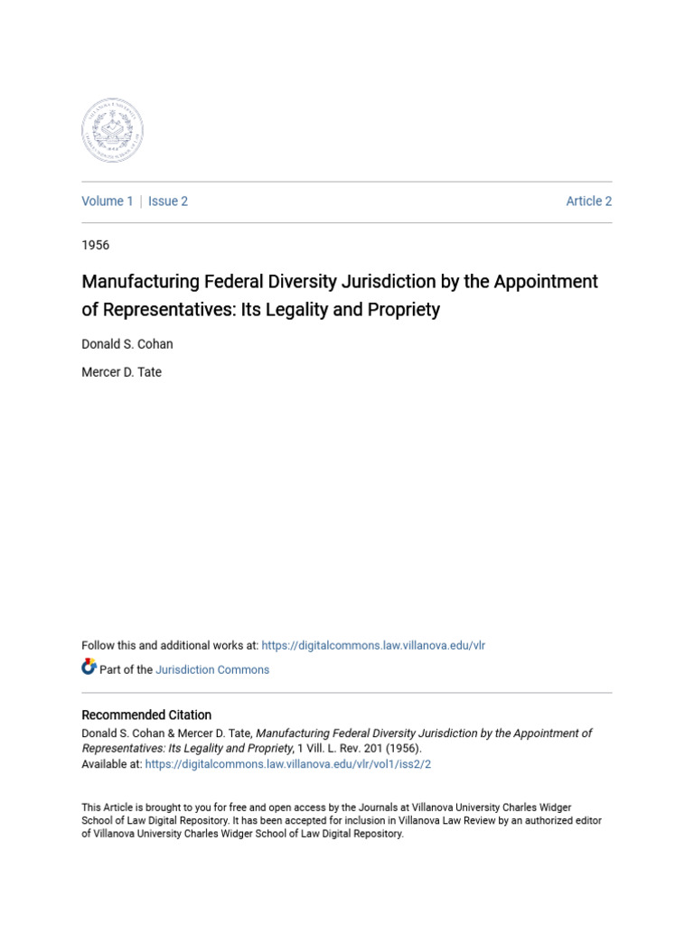 Manufacturing Federal Diversity Jurisdiction by The Appointment
