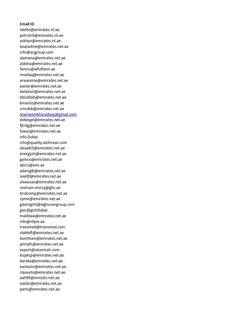 Emirates Email Directory | PDF | Business