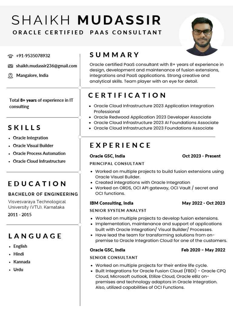 Oracle PaaS Consultant Profile | PDF | Oracle Corporation | Cloud Computing