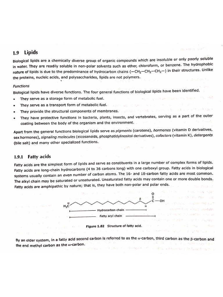 Fatty Acids Notes PDF